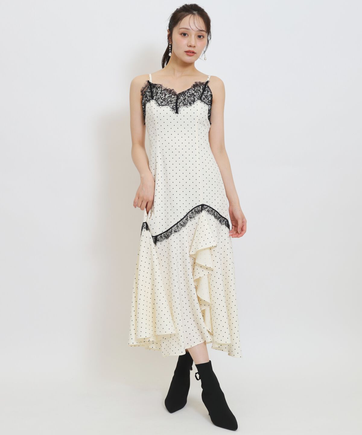 WILLSELECTION「レーストリムラッフルキャミワンピース」|ワンピース|