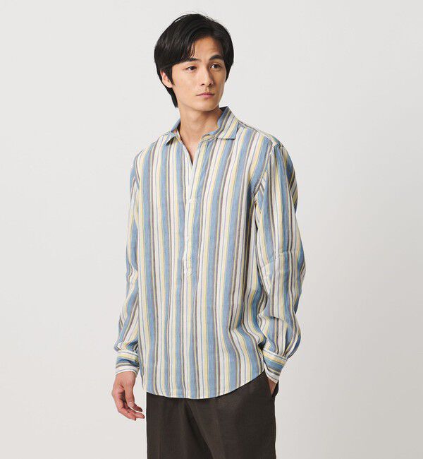 UNITED ARROWS「ALBINI アルビニ  マルチストライプ プルオーバー シャツ」|シャツ・ブラウス|COBALT