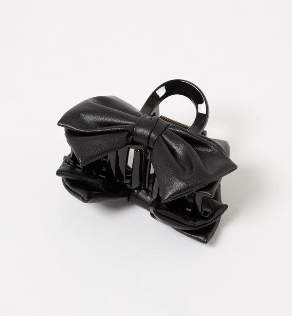 UNITED ARROWS「レザーライク リボン ヘアクリップ」|その他|BLACK