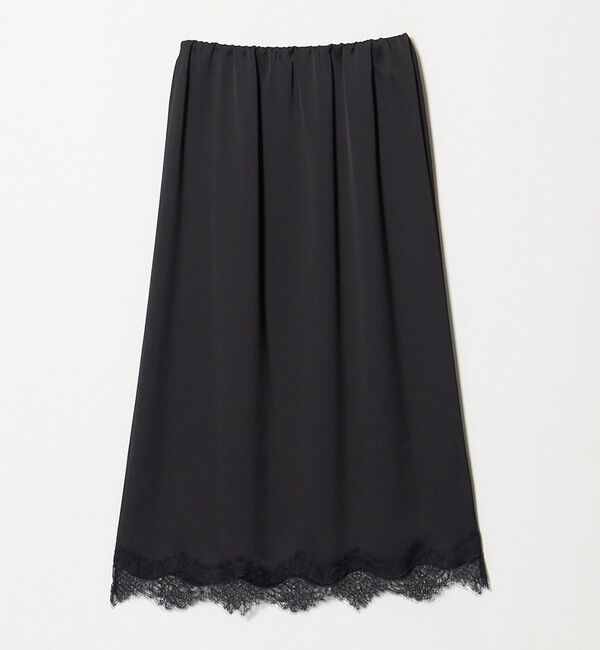 UNITED ARROWS「サテン レース コンビ スカート」|スカート|BLACK