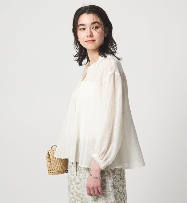 UNITED ARROWS green label relaxing「ラミーライク マチフレア ロングスリーブ ブラウス 通気性」|シャツ・ブラウス|