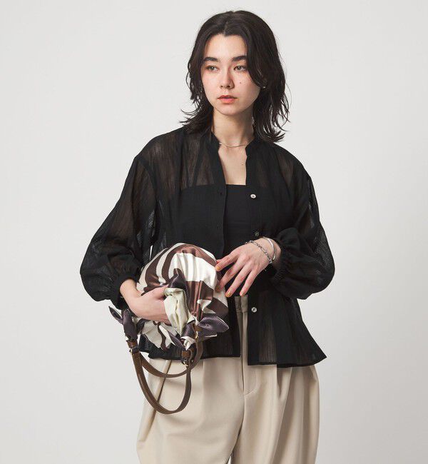 UNITED ARROWS green label relaxing「ラミーライク マチフレア ロングスリーブ ブラウス 通気性」|シャツ・ブラウス|
