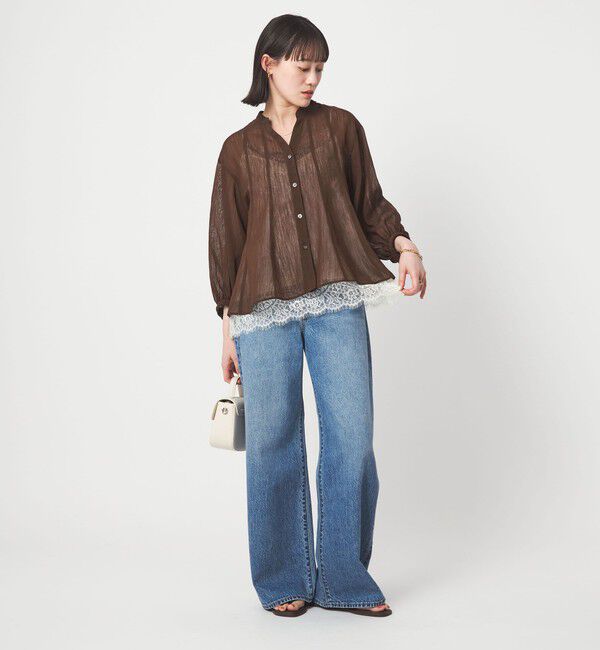 UNITED ARROWS green label relaxing「ラミーライク マチフレア ロングスリーブ ブラウス 通気性」|シャツ・ブラウス|