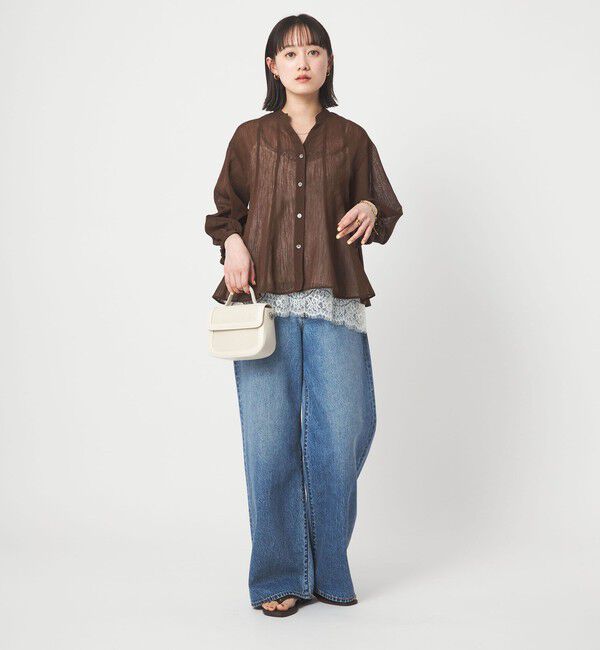 UNITED ARROWS green label relaxing「ラミーライク マチフレア ロングスリーブ ブラウス 通気性」|シャツ・ブラウス|