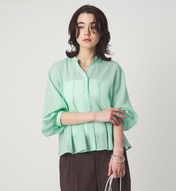 UNITED ARROWS green label relaxing「ラミーライク マチフレア ロングスリーブ ブラウス 通気性」|シャツ・ブラウス|