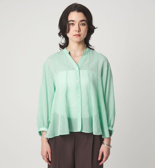 UNITED ARROWS green label relaxing「ラミーライク マチフレア ロングスリーブ ブラウス 通気性」|シャツ・ブラウス|