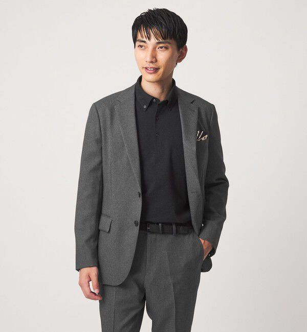 UNITED ARROWS green label relaxing「A+ ポリエステル シャークスキン 2B スタンダード セットアップ ジャケット -ストレッチ-」|テーラードジャケット|MD.GRAY
