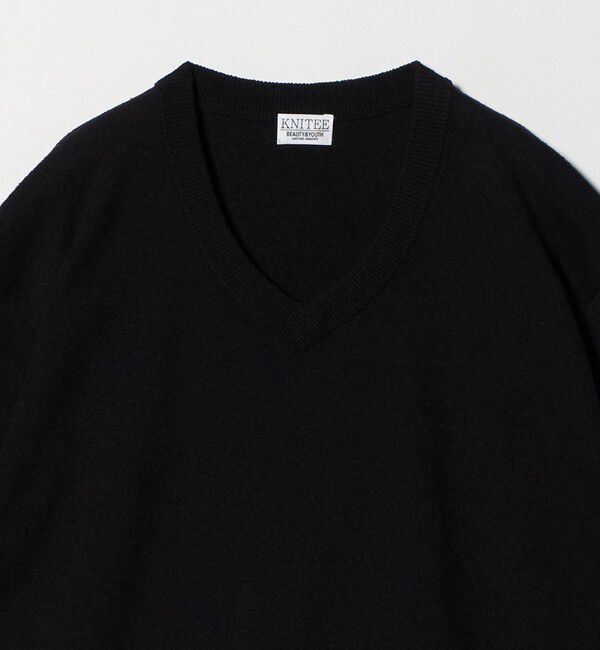 BEAUTY&YOUTH UNITED ARROWS「KNITEE クリンプコットン Vネック ニット Tシャツ ウォッシャブル」|ニット・セーター|