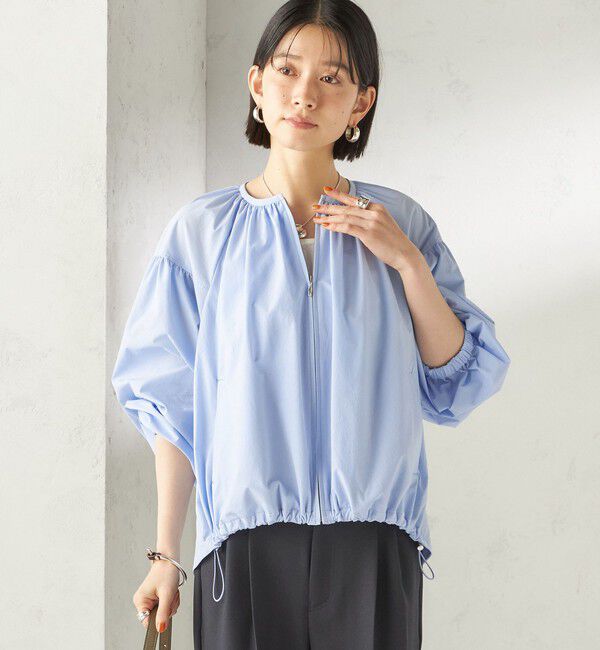 SHIPS for women「〈接触冷感 / 撥水加工〉TEXBRID(R) タフタ ギャザー 羽織 ブルゾン」|ブルゾン・スタジャン|