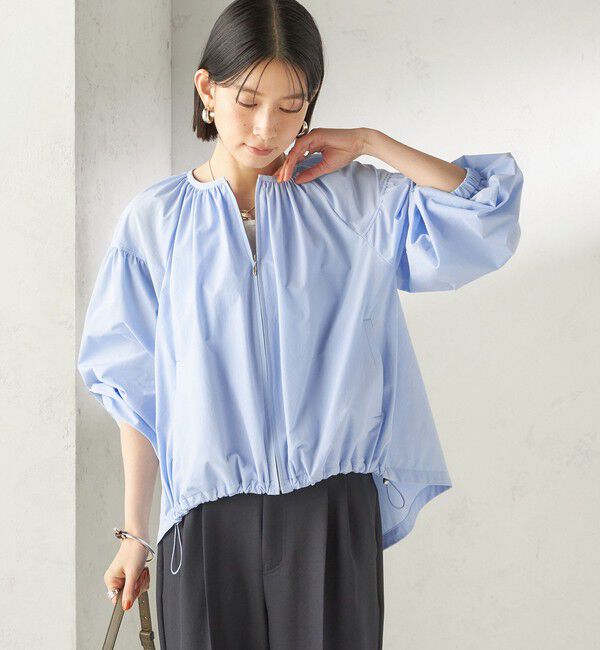 SHIPS for women「〈接触冷感 / 撥水加工〉TEXBRID(R) タフタ ギャザー 羽織 ブルゾン」|ブルゾン・スタジャン|