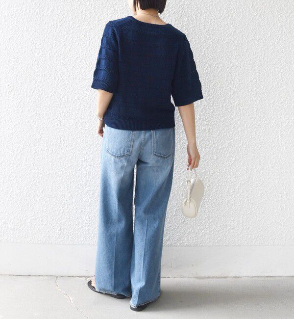 SHIPS for women「〈手洗い可能〉コットン レース柄 ショート スリーブ プルオーバー」|ニット・セーター|