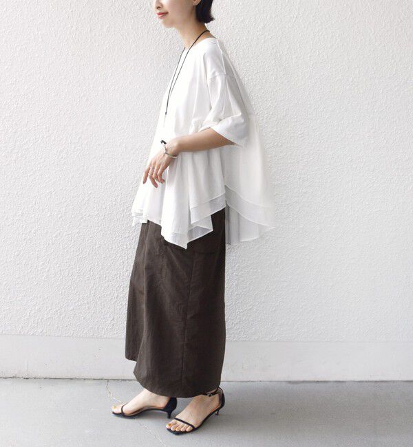 SHIPS for women「【WEB限定】〈手洗い可能〉ランダム ギャザー ドッキング TEE」|Tシャツ・カットソー|