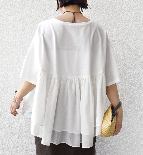 SHIPS for women「【WEB限定】〈手洗い可能〉ランダム ギャザー ドッキング TEE」|Tシャツ・カットソー|