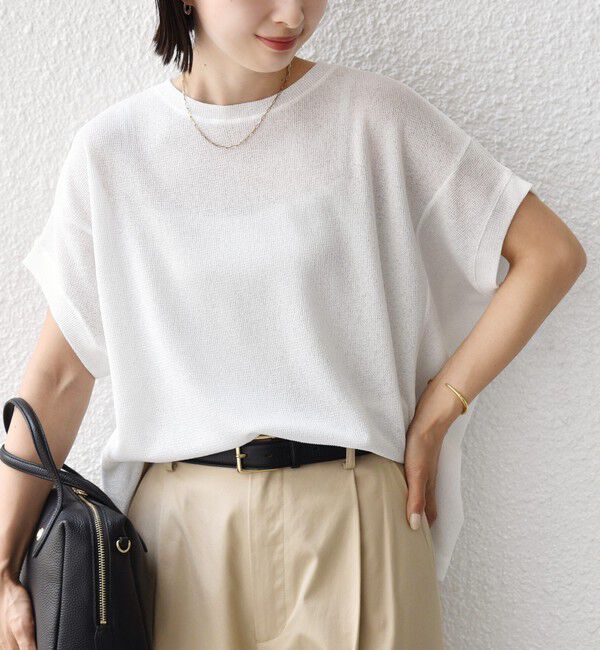 SHIPS for women「【WEB限定】シアー ワッフル スリット TEE」|Tシャツ・カットソー|