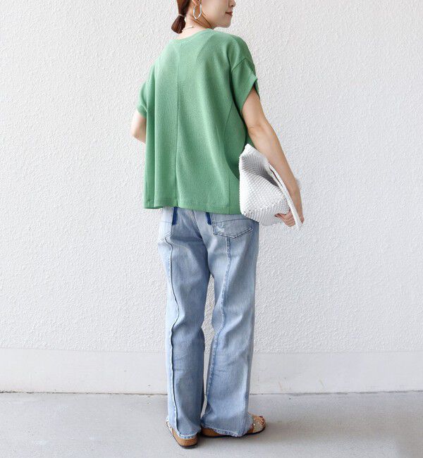 SHIPS for women「【WEB限定】シアー ワッフル スリット TEE」|Tシャツ・カットソー|