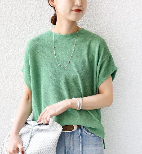 SHIPS for women「【WEB限定】シアー ワッフル スリット TEE」|Tシャツ・カットソー|