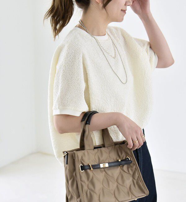 quaranciel「quaranciel:〈洗濯機可能〉カットジャカード ルーズ フレンチスリーブ プルオーバー」|Tシャツ・カットソー|