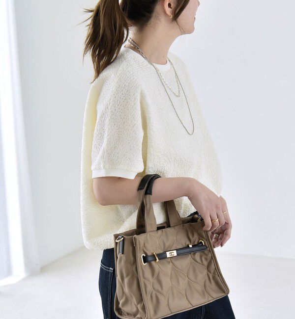quaranciel「quaranciel:〈洗濯機可能〉カットジャカード ルーズ フレンチスリーブ プルオーバー」|Tシャツ・カットソー|