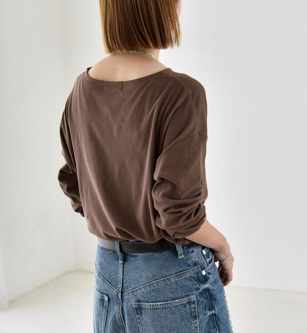 quaranciel「quaranciel:〈手洗い可能〉シアー コットン ボートネック ルーズ ロンTEE」|Tシャツ・カットソー|