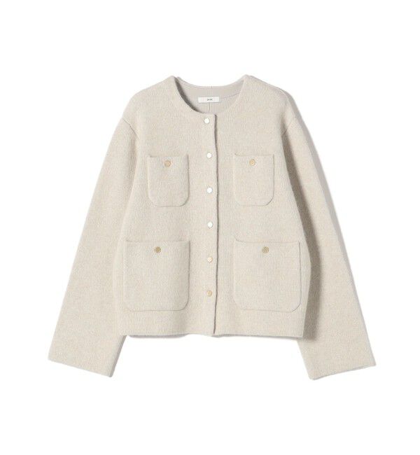 SHIPS for women「《予約》〈手洗い可能〉ノーカラー ヘアリー ニット ジャケット」|カーディガン|