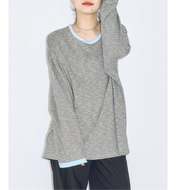  「《追加3》[THE MOOD]スラブボーダーロングTシャツ」|Tシャツ・カットソー|