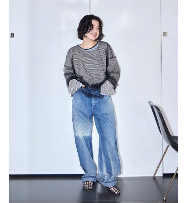  「《追加3》[THE MOOD]スラブボーダーロングTシャツ」|Tシャツ・カットソー|
