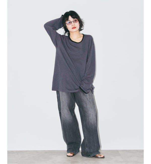  「《追加3》[THE MOOD]スラブボーダーロングTシャツ」|Tシャツ・カットソー|