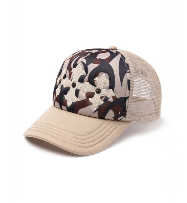 JOINT WORKS「SUPPLIER / サプライヤー Camo Cross Leather Patch Cap」|キャップ・キャスケット|ベージュ