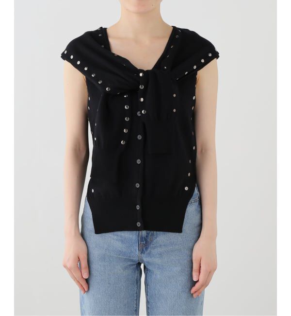 PULP「Geek Office / ギークオフィス OPEN YY Knitted STUD SLEEVE LAYERED CARD」|カーディガン|