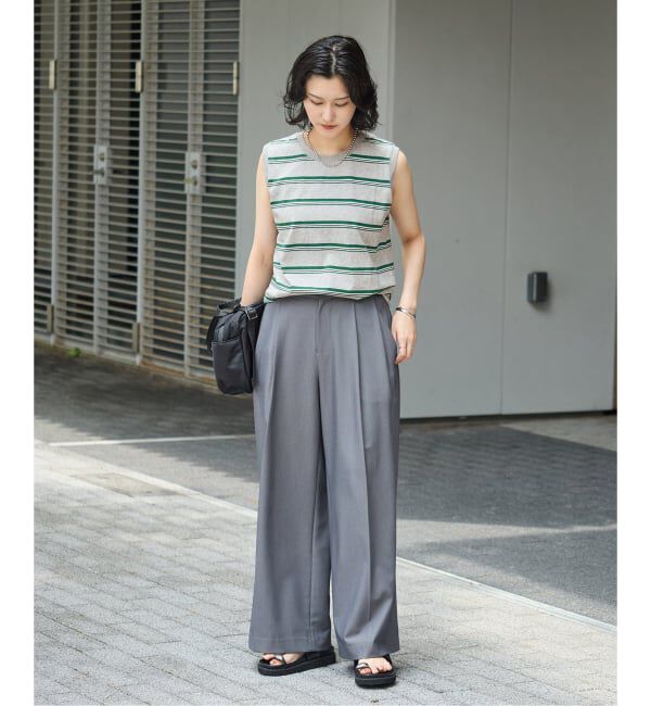 JOURNAL STANDARD「《追加4》汗ジミ防止天竺ボーダーノースリーブ」|Tシャツ・カットソー|