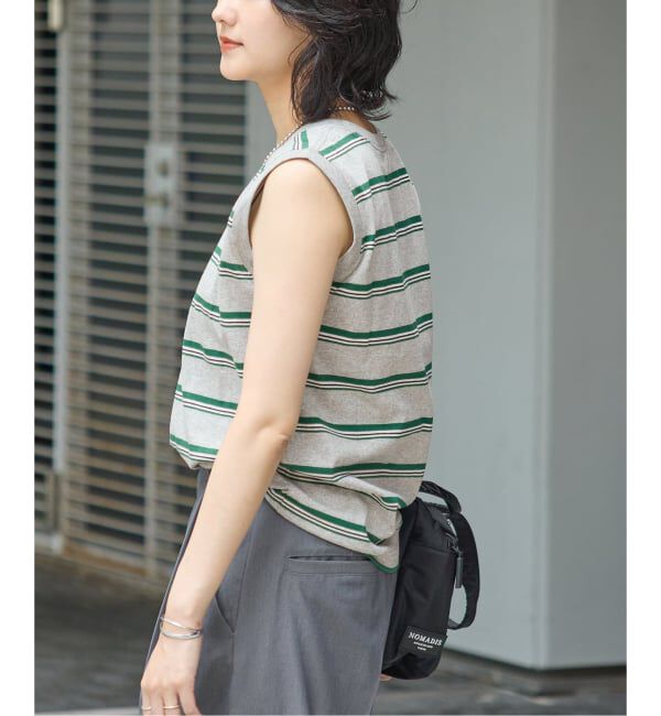 JOURNAL STANDARD「《追加4》汗ジミ防止天竺ボーダーノースリーブ」|Tシャツ・カットソー|