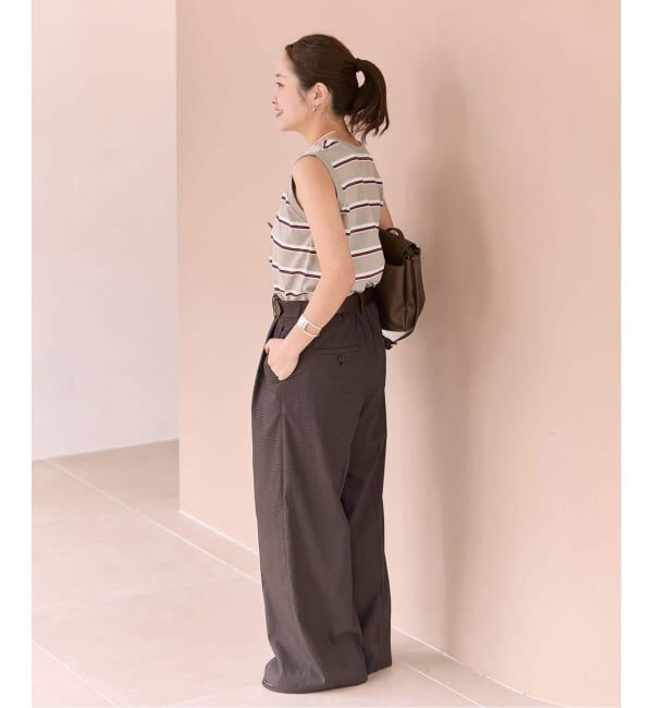 JOURNAL STANDARD「《追加4》汗ジミ防止天竺ボーダーノースリーブ」|Tシャツ・カットソー|