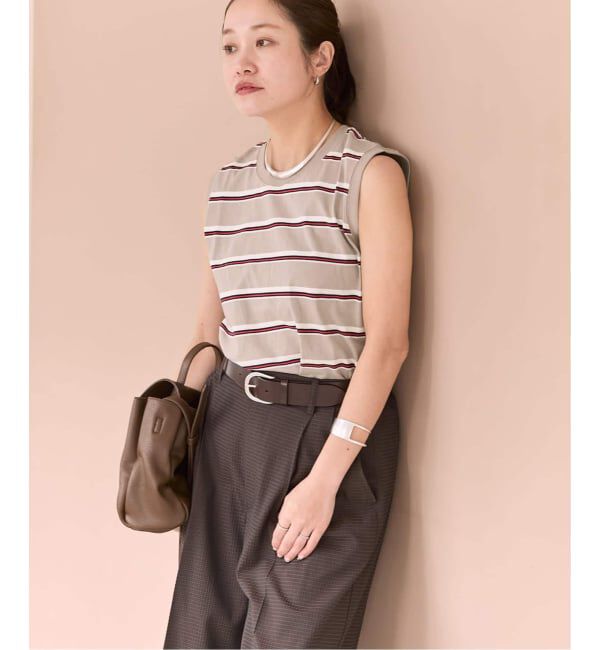 JOURNAL STANDARD「《追加4》汗ジミ防止天竺ボーダーノースリーブ」|Tシャツ・カットソー|
