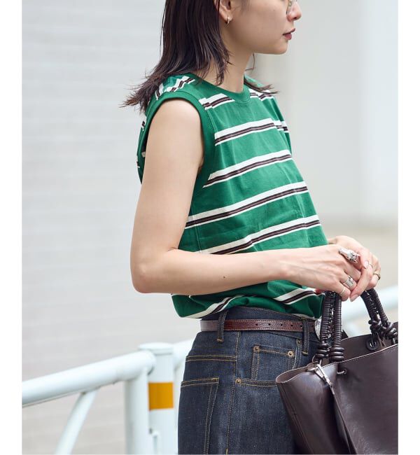 JOURNAL STANDARD「《追加4》汗ジミ防止天竺ボーダーノースリーブ」|Tシャツ・カットソー|