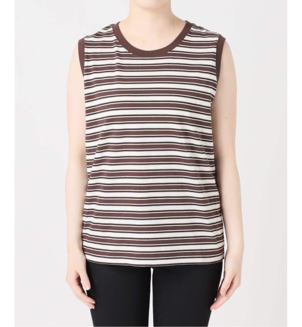JOURNAL STANDARD「《追加4》汗ジミ防止天竺ボーダーノースリーブ」|Tシャツ・カットソー|