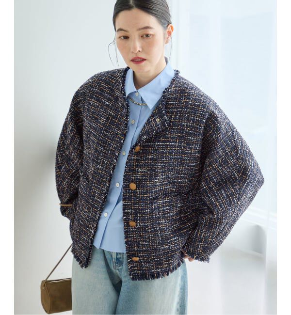 journal standard L'essage「《予約》GIOLICA TWEED ドルマンジャケット」|ノーカラージャケット|