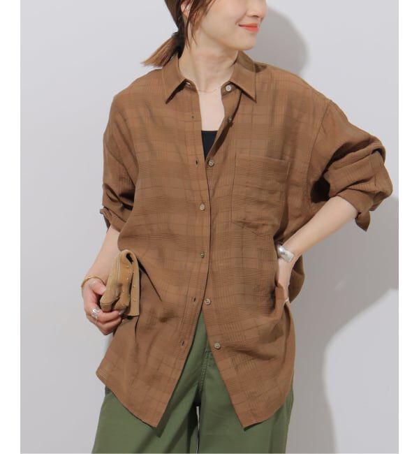 JOURNAL STANDARD relume「《予約》ドビーチェックシアーシャツ」|シャツ・ブラウス|キャメル