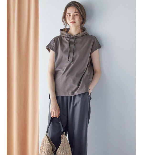 23区「【SLOW/一部店舗限定】コンパクトインレー フレンチスリーブ フーディー」|Tシャツ・カットソー|