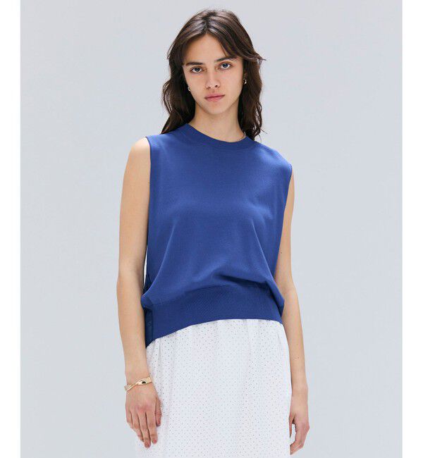 BEIGE,「【洗える】VALOIS / バックシフォンレーヤードニット」|ニット・セーター|Blue