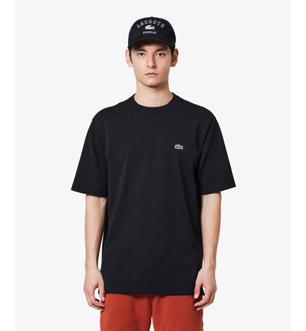 LACOSTE「L.12.12アレンジ ガゼット付き鹿の子地 半袖Tシャツ」|Tシャツ・カットソー|ブラック