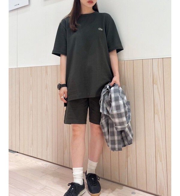 LACOSTE「L.12.12アレンジ ガゼット付き鹿の子地 半袖Tシャツ」|Tシャツ・カットソー|