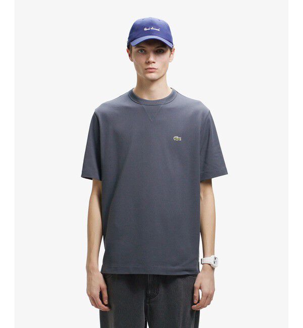 LACOSTE「L.12.12アレンジ ガゼット付き鹿の子地 半袖Tシャツ」|Tシャツ・カットソー|ダークアッシュ
