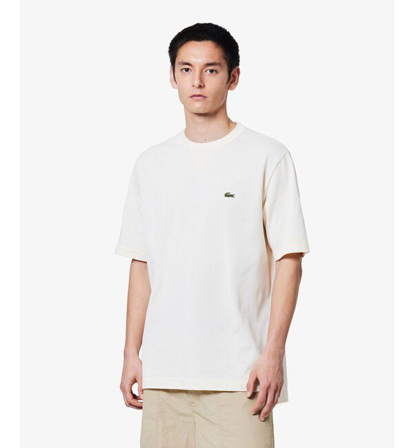 LACOSTE「L.12.12アレンジ ガゼット付き鹿の子地 半袖Tシャツ」|Tシャツ・カットソー|オフホワイト