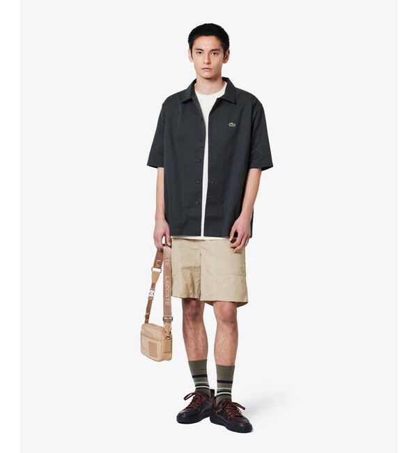 LACOSTE「L.12.12アレンジ ガゼット付き鹿の子地 半袖Tシャツ」|Tシャツ・カットソー|