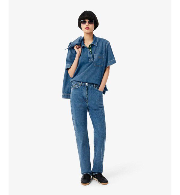 LACOSTE「ハイウエストストレートデニムパンツ」|デニム|