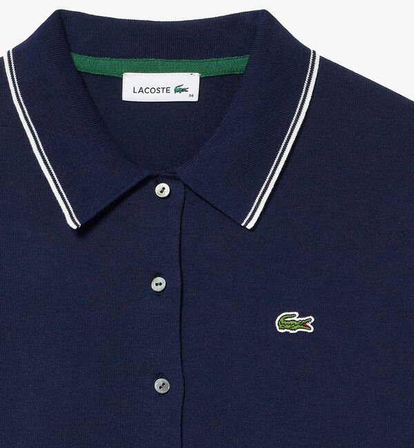 LACOSTE「配色ラインディテールニットポロカーディガン」|カーディガン|
