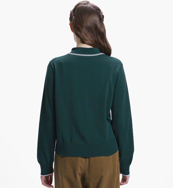 LACOSTE「配色ラインディテールニットポロカーディガン」|カーディガン|