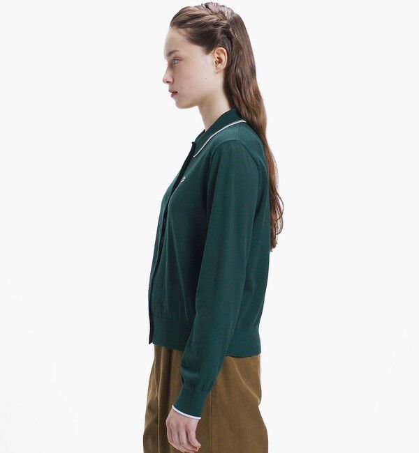 LACOSTE「配色ラインディテールニットポロカーディガン」|カーディガン|