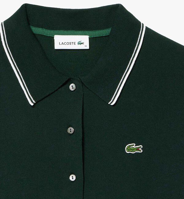 LACOSTE「配色ラインディテールニットポロカーディガン」|カーディガン|