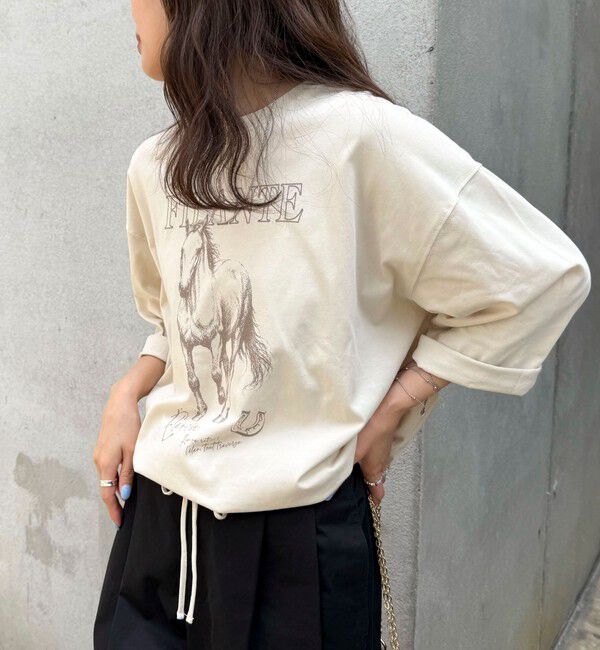 fredy emue「ホースプリント裾ドロストTシャツ」|Tシャツ・カットソー|